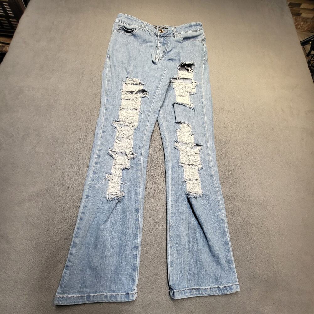 Lee Jeans Womens 8? Blue Boot Cut Classic Fit Distressed Stretch Denim
